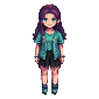 modern pixel art female character with contemporary clothing and hairstyle sticker