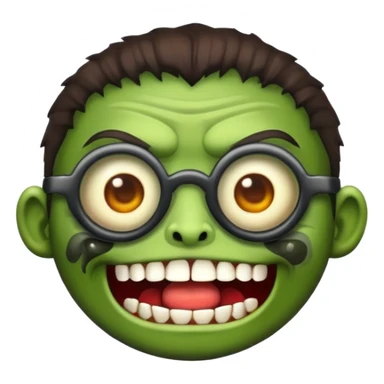 crie um emoji de zombie com cabelo curto e escorrido e óculos redondo sticker