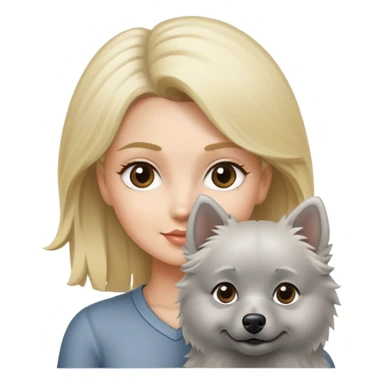 blonde with grey spitz dog sticker