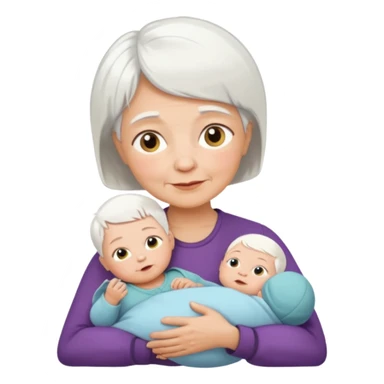 grandmother with short hair white and newborn baby   sticker