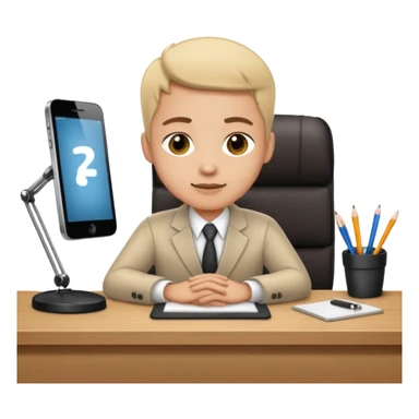 employee sitting at a desk sticker