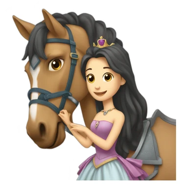 Cheval qui cabre avec une princesse dessus sticker