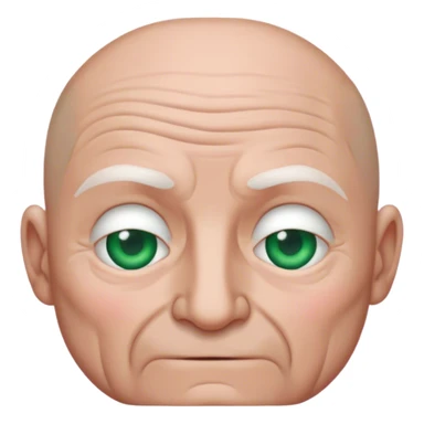 give me an emoji of a man that is white, no hair, man, old, wrinkles, green eyes

 sticker