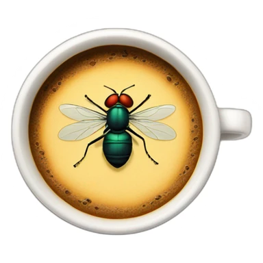 a fly inside the coffee sticker