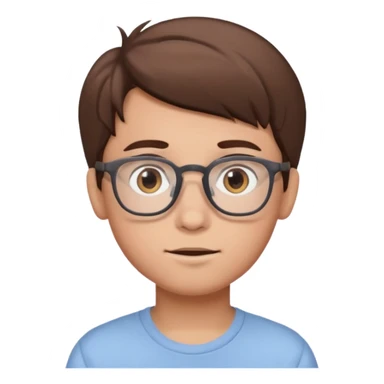 cartoon boy with brown hair, brown eyes, glasses,pastel toon style sticker
