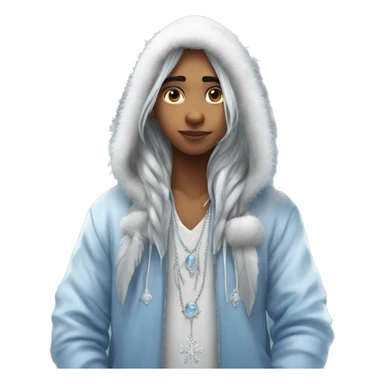 big wings, hood, silver, feather, icy ,snowflake, Beautiful, fairy, long hair sticker