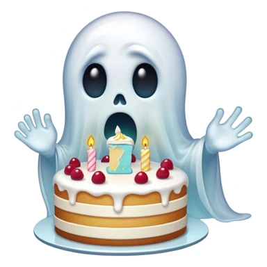 Ghost eating cake sticker