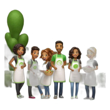 Create Hello fresh brand ambassadors with aprons doing door to door  sticker