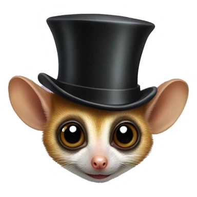 Mouse lemur wearing top hat sticker