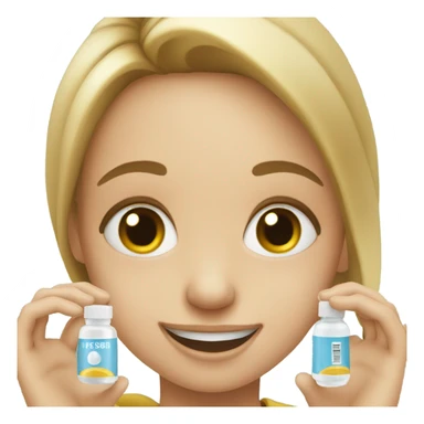 Happy girl holding eyedrops sticker