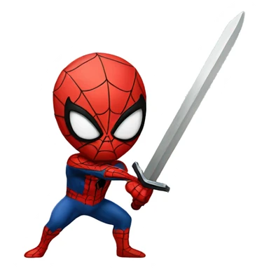 Spider-man with a brave sword in a slicing pose sticker