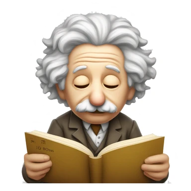 albert einstein sad reading book forward with small tier sticker