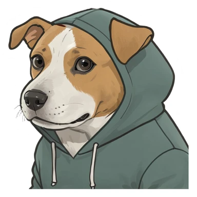 Dog wearing hoodie sticker