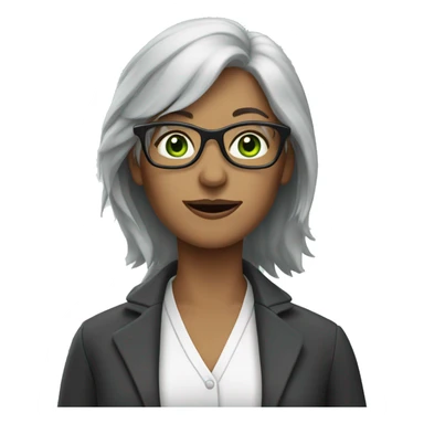 Grey hair woman green eyes black glasses  sticker