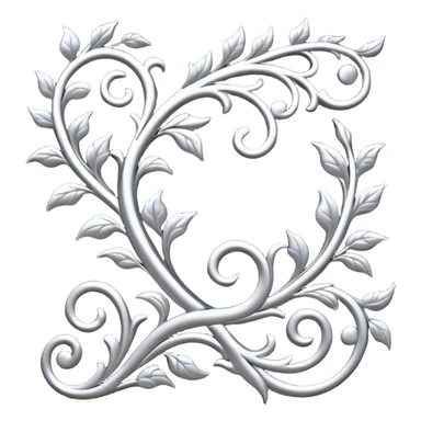 Black and silver filigree vine design, 3D, extremely detailed design sticker