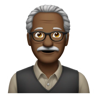 a older man with straight, black long hair, a black mustache and glasses sticker