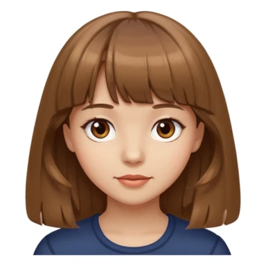 girl with light brown medium-length hair and bangs, brown eyes sticker