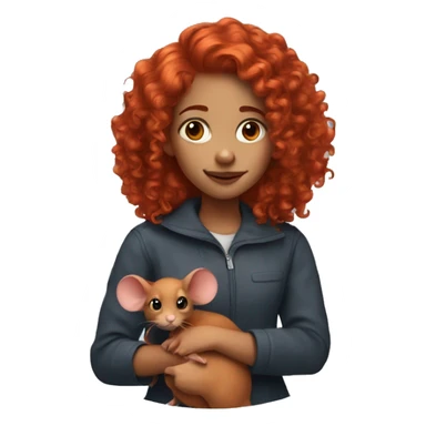 girl with red hair and curls with a rat on her shoulder sticker