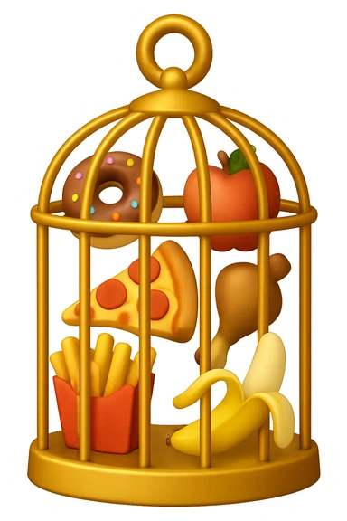 Disturbi alimentari quindi cibo visti come una gabbia stile emoji iphone. sticker