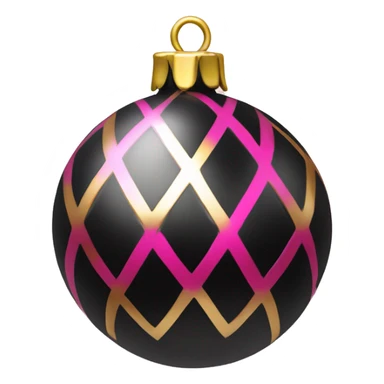 Realistic black and pink metallic christmas bauble with gold accents.  sticker