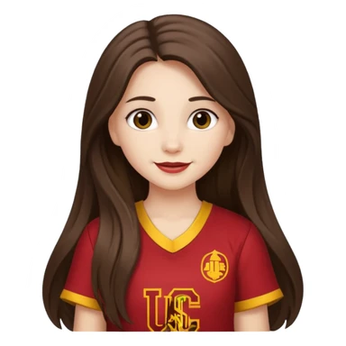 white happy long haired brunette girl in USC song girl outfit sticker