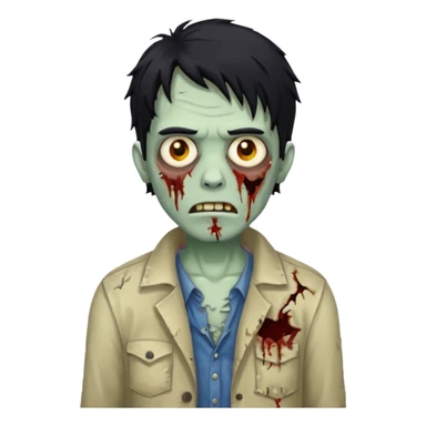 Zombie cabelo liso ondulado preto masculino  sticker