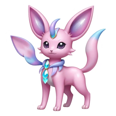 Shiny Cool Sparkly Cute Ethereal Espeon-Sylveon-Nidorino-Fakemon-hybrid-fusion- full body sticker