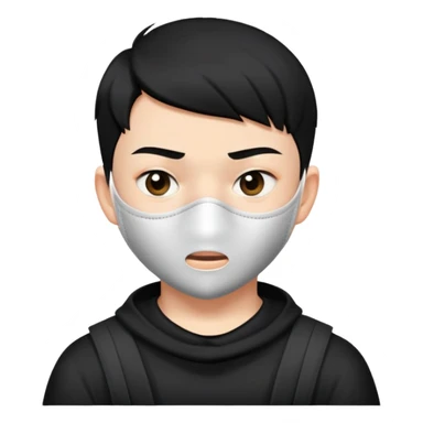 "- Nam
- 15 tuổi
- Da trắng
- tóc cắt cua màu đen
- Đeo khẩu trang, mặt khó chịu
" sticker