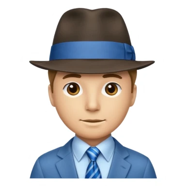 Blue neck tie with hat man sticker