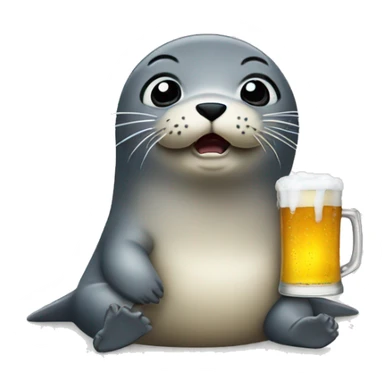 angry baby seal drinks beer sticker
