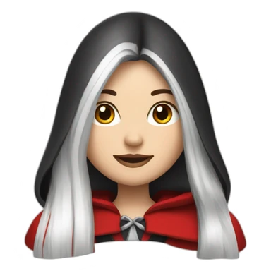 white-girl-long-straight-black-hair-with-white-streak-hair-and-red-ridding-hood sticker