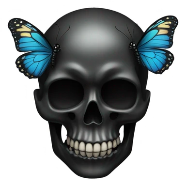 black skull with butterfly sticker