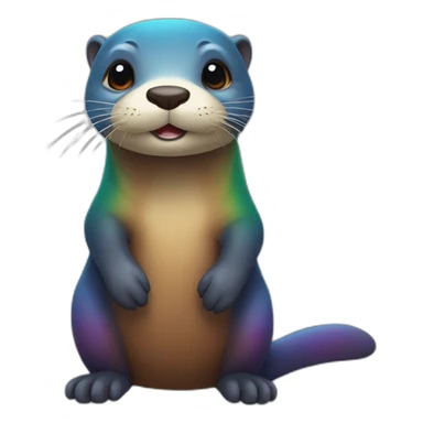 rainbow otter sticker