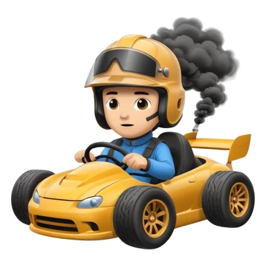 drifting car with tires smoke and a driver with a helmet in the car sticker