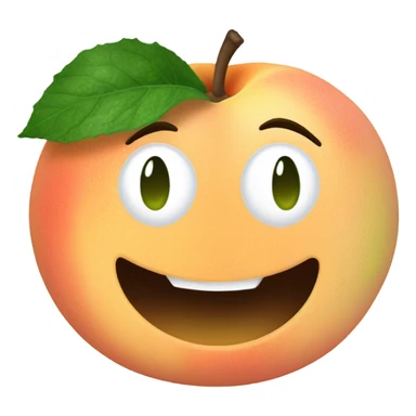 Peach being poked by cucumber sticker