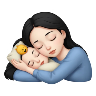 Sleeping black haired girl no baby sticker