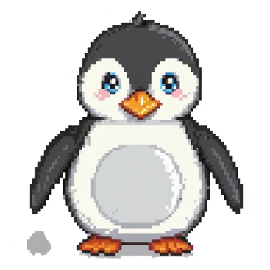 cartoon penguin, black and white, smiling, side/front view sticker