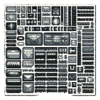 Convert the letter stamp images to completely black and white with no color, preserving the letter stamp style, in pixel art style. Focus on black and white tones only, no color. sticker