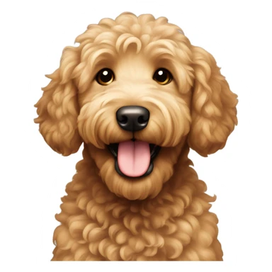 goldendoodle with brown fur smiling sticker