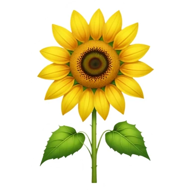 A bright, realistic sunflower with vivid yellow petals and a detailed center. The stem is extremely long, thin, and vibrant green, stretching vertically and occupying most of the image. Natural style, soft lighting, simple background to highlight the flower’s tall, slender shape. sticker