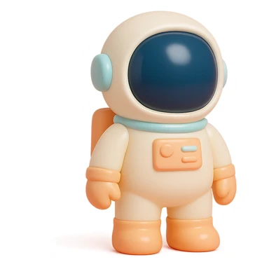 astronaut with a shiny helmet and space suit, standing pose in vinyl figure style sticker
