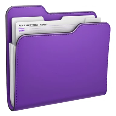 purple folder with papers inside, papers not sticking out, slightly 3D style sticker