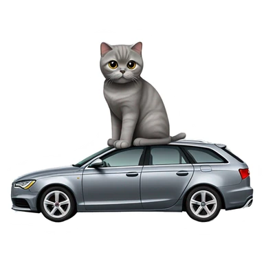 Gray scottish fold cat with audi a6 c6 black avant car  sticker