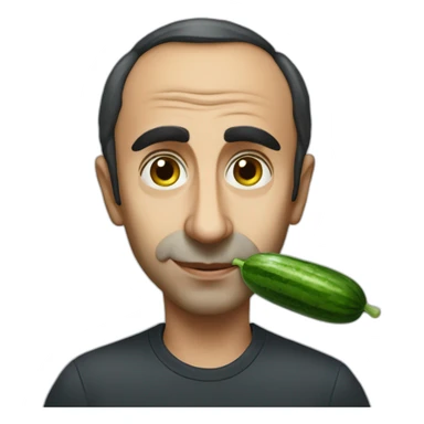 Eric Zemmour with a cucumber sticker