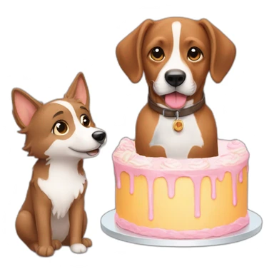 Een eekhoorn met een hond en een cake sticker