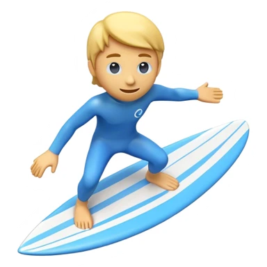 Make a 3D emoji surfer with the alpha sigh in colors blue and white  sticker