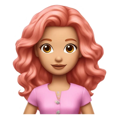 Fait une barbie avec un haut rose des tâches de rousseurs et des cheveux roux  sticker