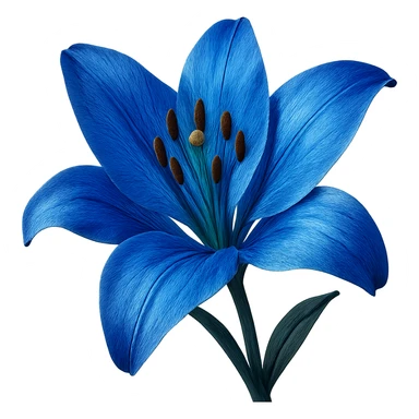 realistic style close-up of a vibrant blue lily flower sticker