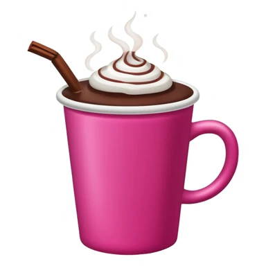 a regular hot pink cup with hot chocolate in it, no designs sticker
