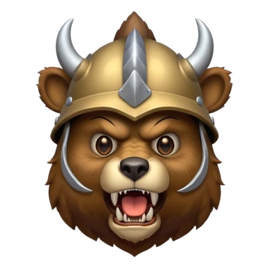 Bear wearing horned helmet growling sticker